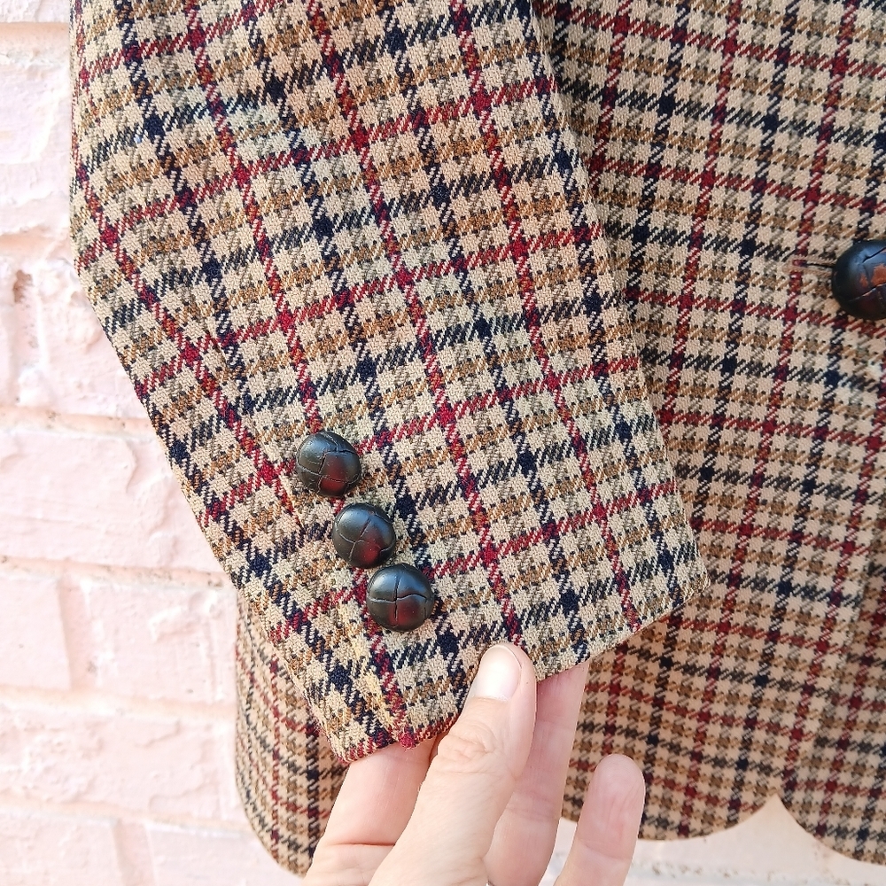 Vintage Talbots Wool Plaid Blazer Size 4 Petite - Picture 6 of 8
